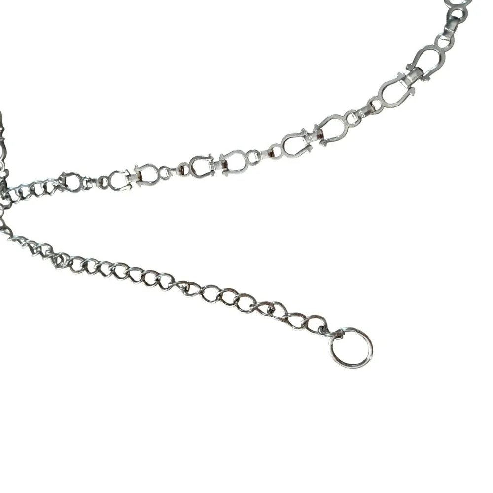 Silver‎ Tone Horseshoe Link Chain Belt Adjustable Waist Accessory Western